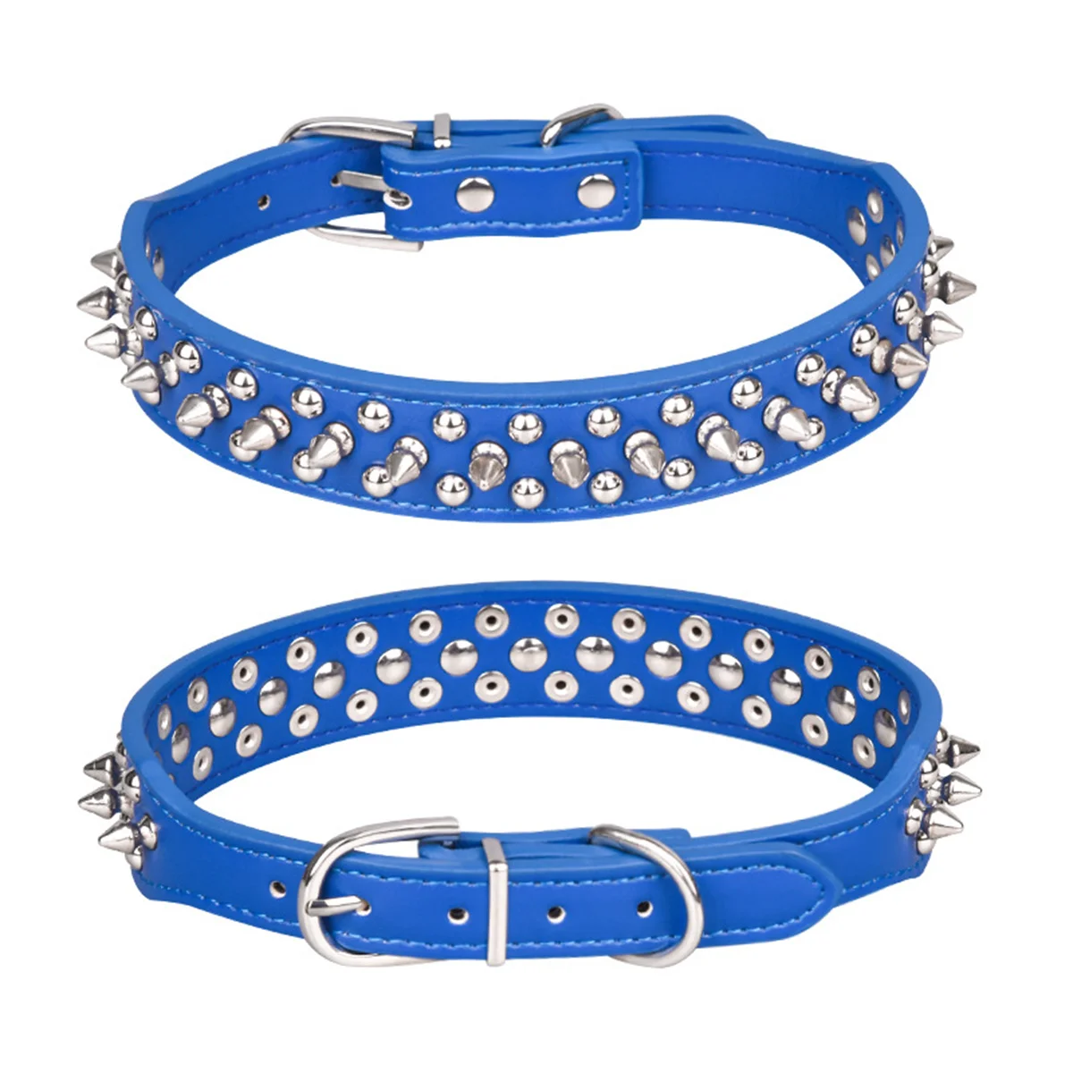 Adjustable Leather Pet Dog collar Neck Strap Supplies PU Leather Punk Rivet Spiked Dog Collar Pet Collars For Small Dog Cat