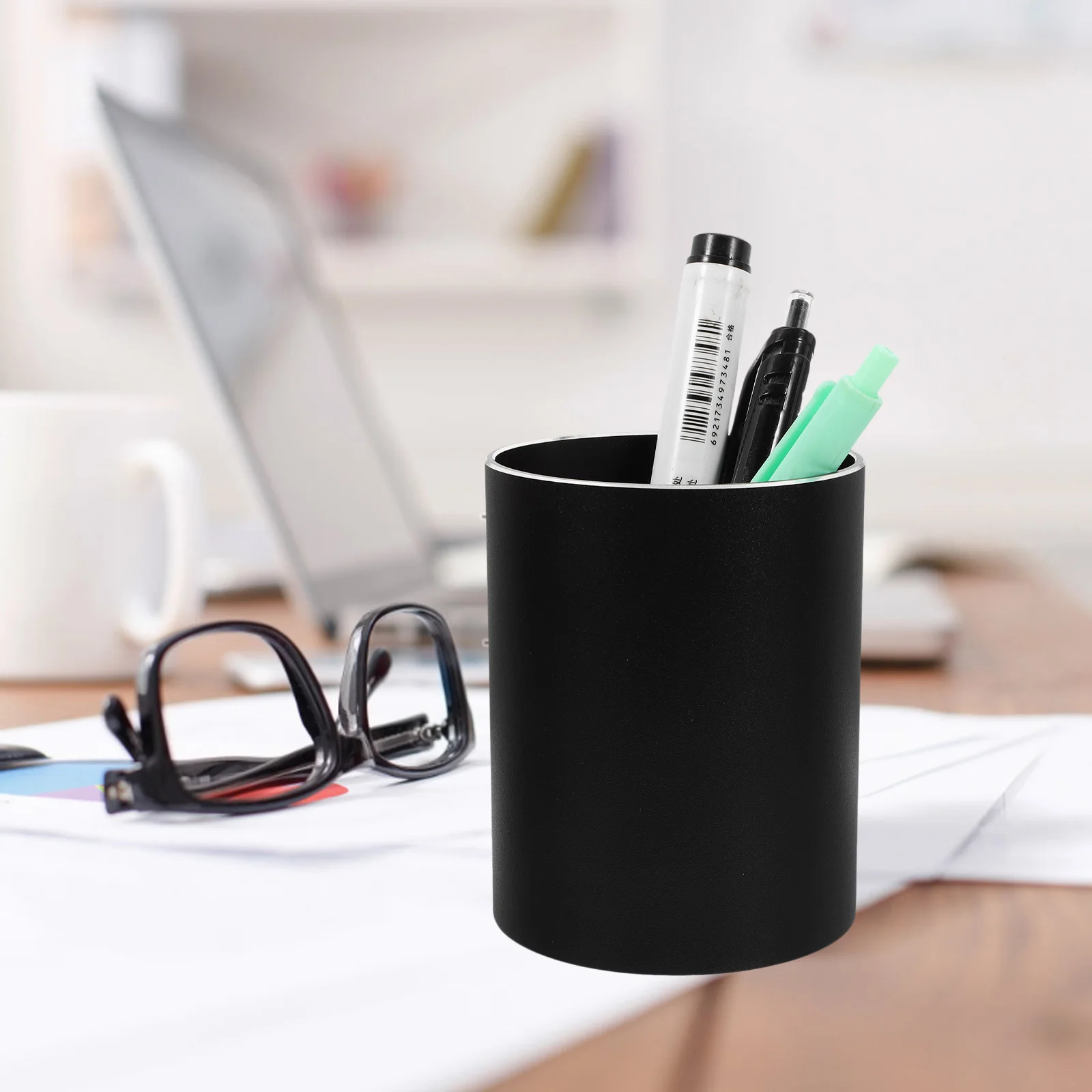 سبائك الألومنيوم قلم رصاص حامل الكأس جولة مكتب حامل قلم مستقر عدم الانزلاق قاعدة فرشاة للمكياج تخزين منظم سطح المكتب