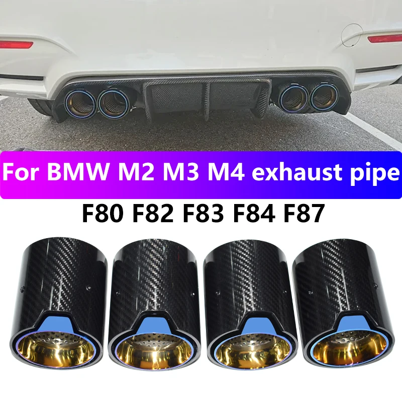 For BMW M2 F87 M3 F80 M4 F82 F83 Exhaust Pipe Upgrade MP Carbon Fiber M logo Black Muffler Nozzle Tip