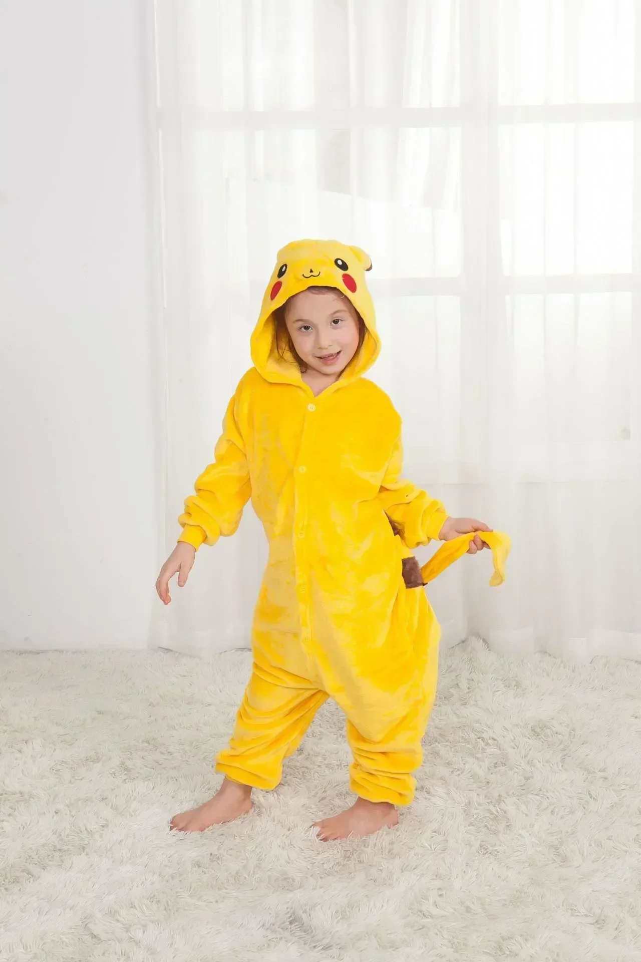 Pyjama en peluche Pokémon Pikachu pour enfants, tenue décontractée, à manches longues, douce et chaude, vêtements de maison,