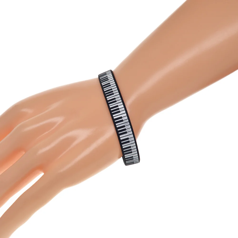 1 PC Piano Keys Silicone Bracelet 1/2 Inch Wide Debossed And Printed Logo
