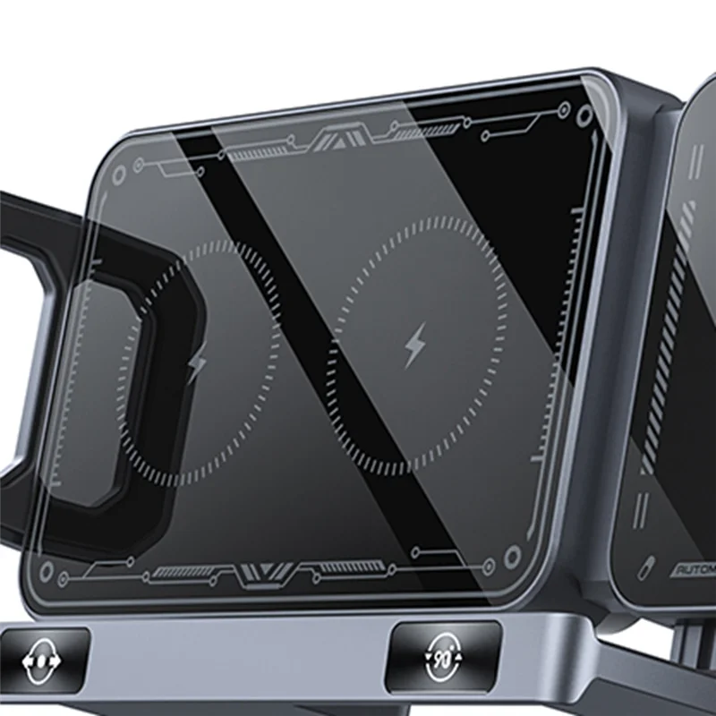 ABKI-Car Wireless Charger 15W Dual Coil Car Vent Phone Holder One-Touch Rotatable Car Vent Phone Mount Forfold Screen Phone