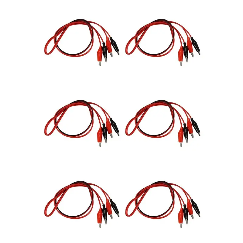 AT21-6Pcs 1M Double-End Alligator Clips Test Lead Jumper Wire