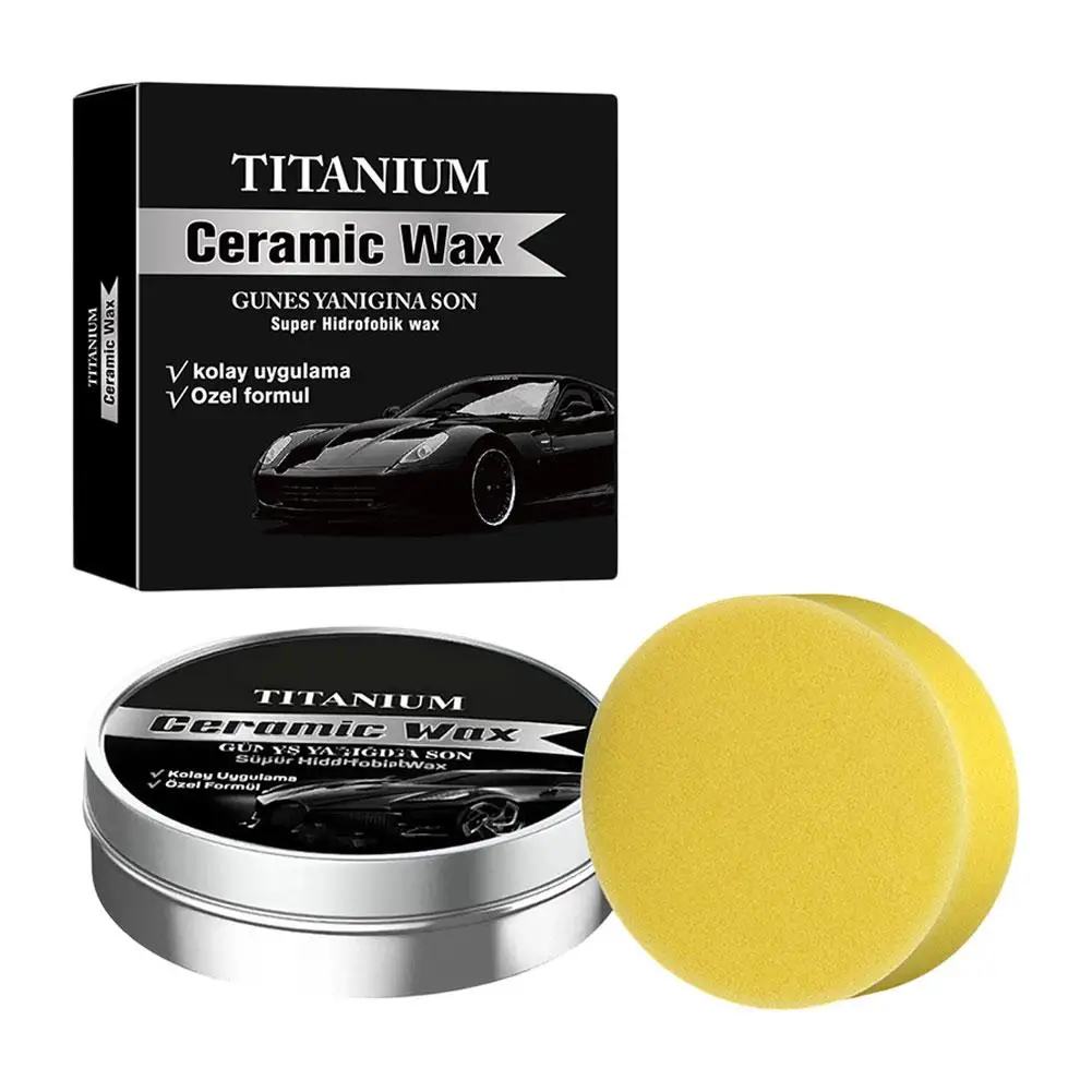1-5pcs Ceramic Wax Cream Easy Apply Titanium Ceramic Car Wax Waterproof Scratch Resistant Paint Sealant With Applicator Sponge view 6