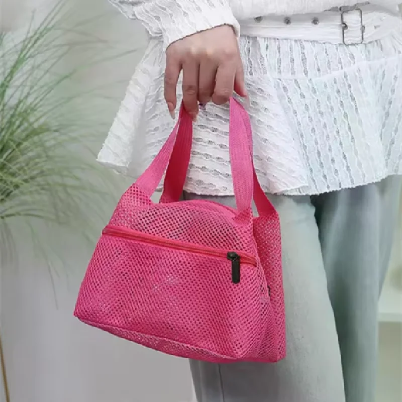 Bolsa de playa de malla portátil de gran capacidad, bolsa de cosméticos multifuncional de gran capacidad para ducha, organizador de artículos de tocador, bolsa de almacenamiento