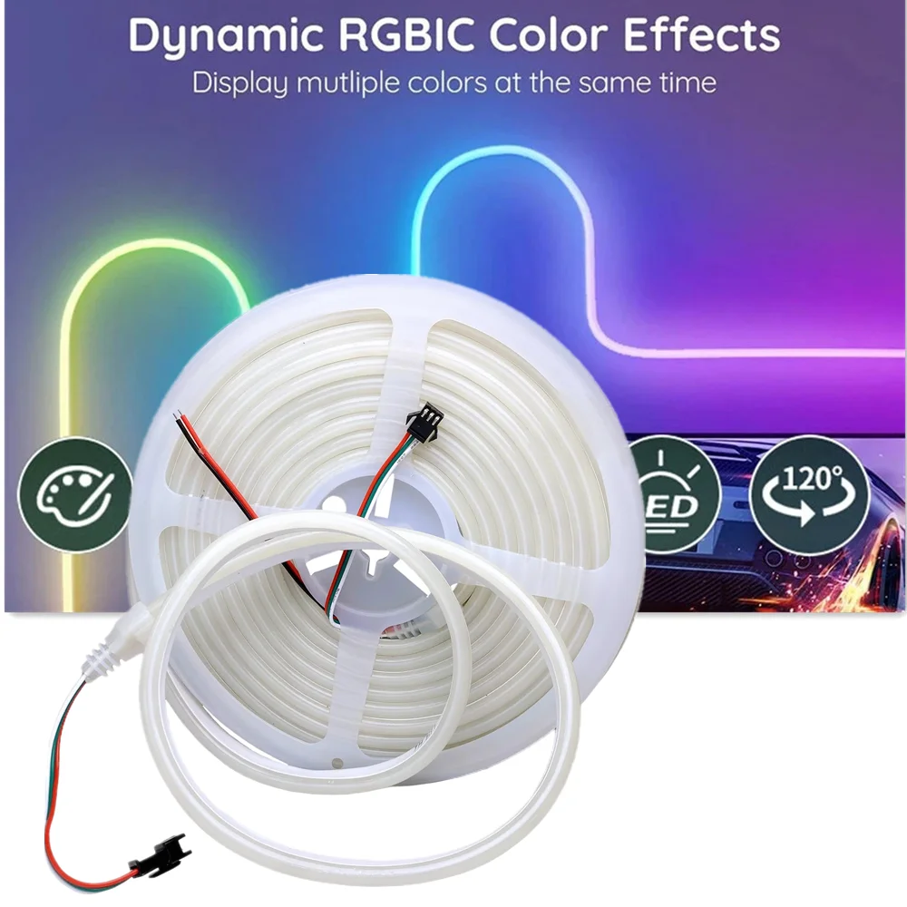 

WS2811 5050 RGB IC Pixel LED Неоновая веревочная трубка Силиконовый гель Гибкая полоса света Мягкая лампа Трубка IP67 Водонепроницаемая для улицы 12 В 5 м