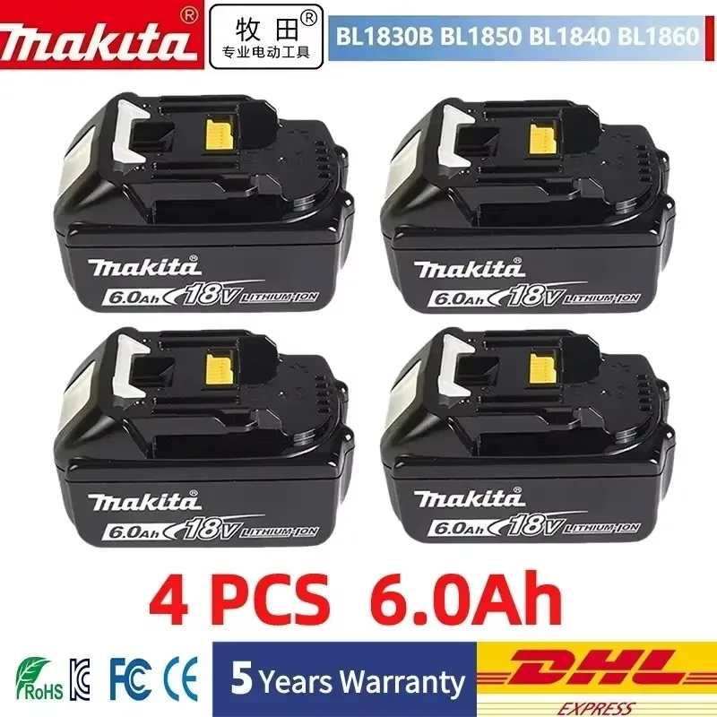 100% Original Makita 6Ah für Makita 18V Akku BL1830B BL1850B BL1850 BL1840 BL1860 BL1815 Ersatz-Lithium-Akku