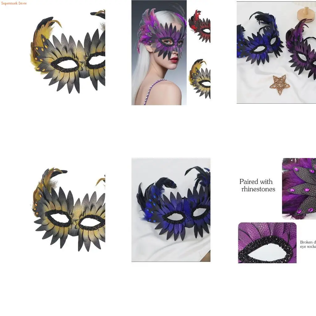 

Q5WE Theater Performances Mask Owl Accents Half Face Design Cosplay Event
