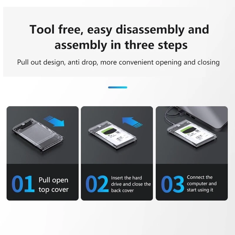 صندوق قرص صلب شفاف ، محرك صلب ميكانيكي الحالة الصلبة ، نقل بيانات ، بسيط ، عمل ، مناسب ، USB3.0 ،