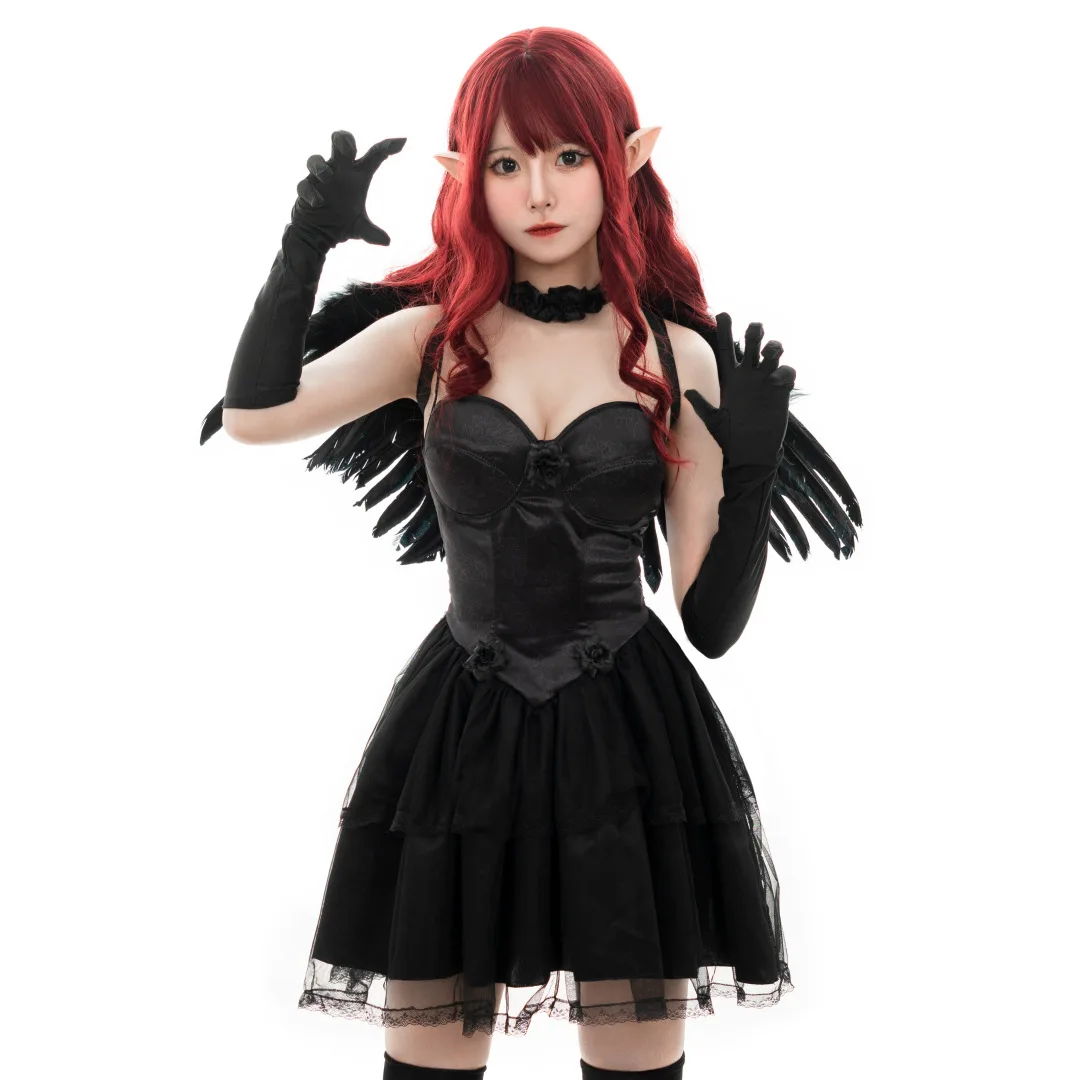 

Halloween Game Costume Cosplay Sexy Movie Character Of Black Angel And Devil Stage Performance Party