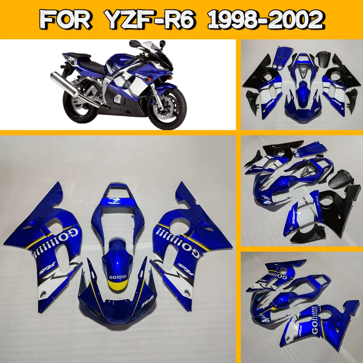 

Aftermarket Fairing Kit for 1998-2002 Yamaha YZFR6 Motorcycle Full ABS Fairings Body Panels 98-02 YZF R6