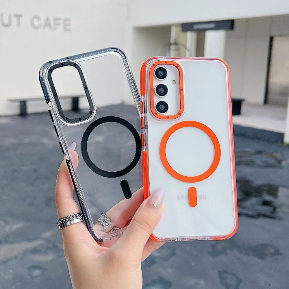 

Чехол Magsafe с магнитной беспроводной зарядкой для Samsung Galaxy A04E A05 A13 A14 A15 A16 A17 A24 A25 A26 A56 A55 A54 A53 Прозрачный чехол