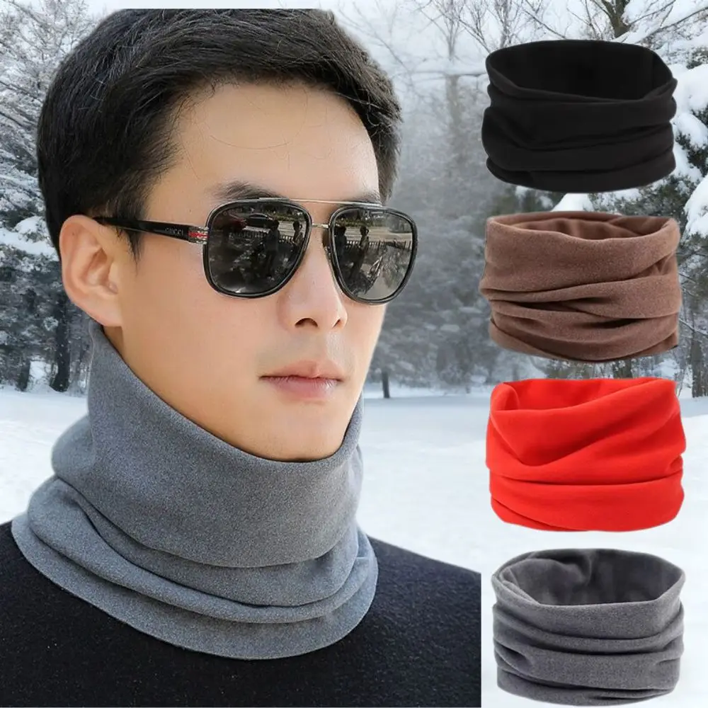 Women Men Warm Velvet Fleece Scarf Solid color Winter Snood Scarves Lady Warm plush Windproof Neck Warmer Unisex Ring Scarfs