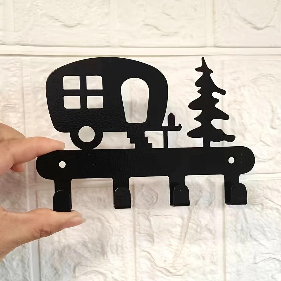 2D Flat Sturdy Holder for Car Keys, Hats, Coats, Leashes at Home or Garage 4-Pack Metal Key Hooks for Wall Mounting