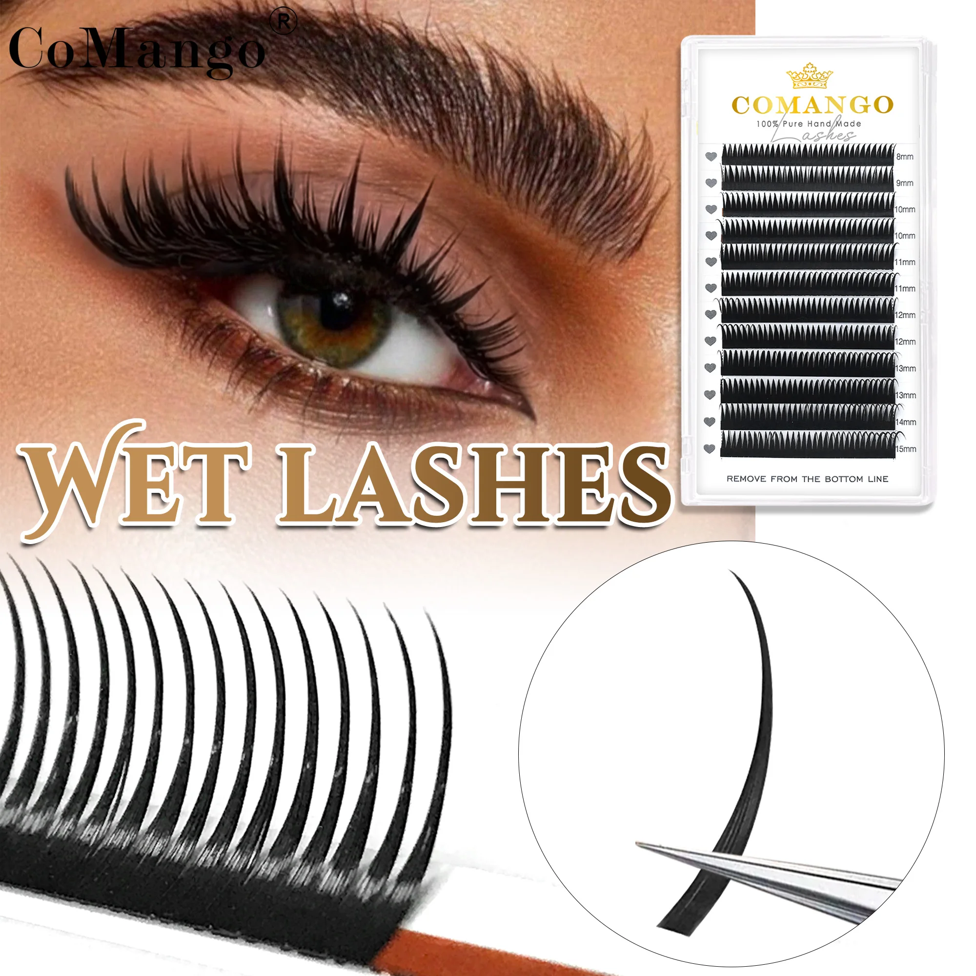 Natte wimpers manga cosplay valse wimpers extensions hoge kwaliteit 0,07 mm spikes Koreaanse superzachte zwarte platte kant-en-klare make-up