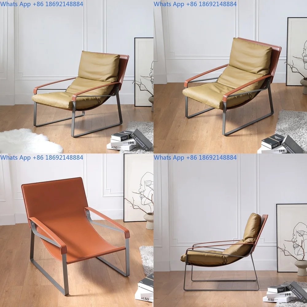Outdoor Sofa Set Minimalist Waterproof Lounge Chair with Coffee Table Industrial Style Stainless Steel Relaxing Chair