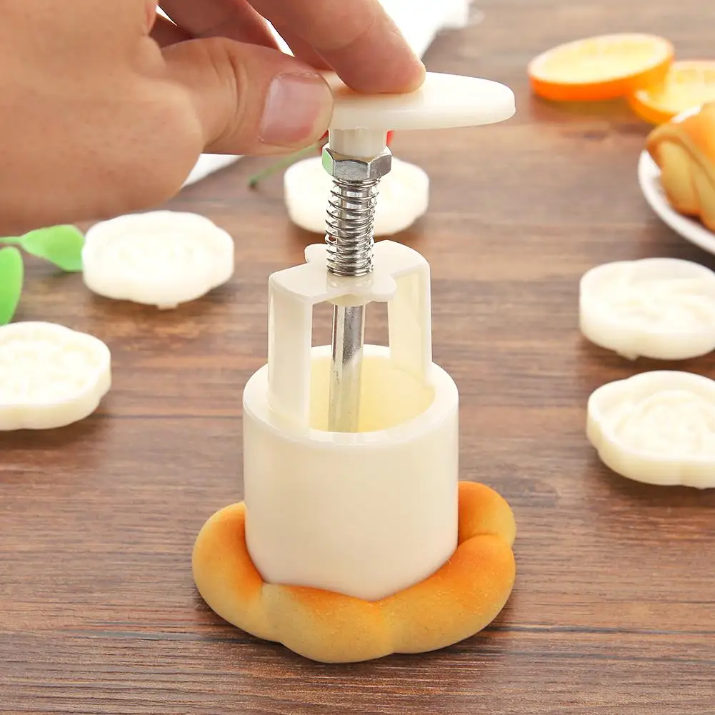 

8 шт., ручной пресс, резак для десерта, регулируемый пресс, формочка для печенья, утолщенный прессованный декор для торта для изготовления лунных тортов, выпечки, десерта