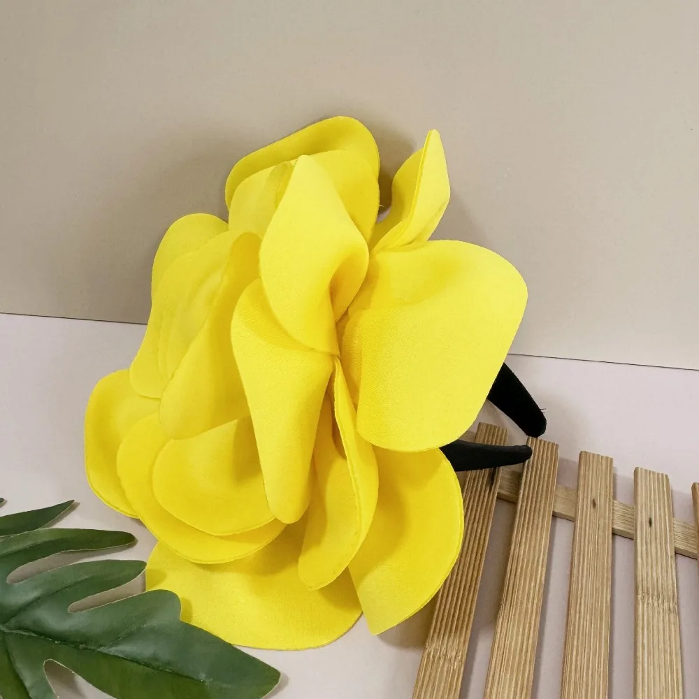 

Exquisite Large Rose Flower Headband Sweet Elegant Vintage Fascinator Hat Top Hat Hair Hoop 1920s Hair Accessories