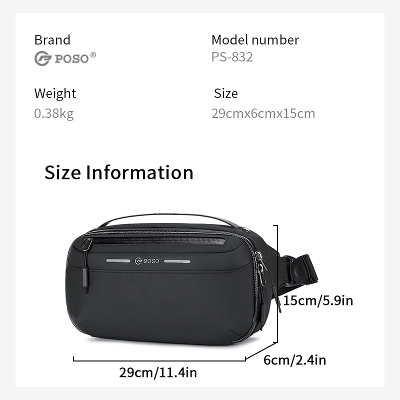 POSO Single Shoulder Crossbody Multifunction Digital Bag Multi-layer Waterproof Earphones Power Bank Men's Handheld Storage Bag - view 6