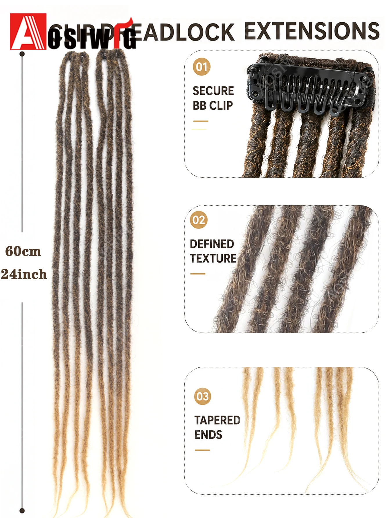Long Dreadlocks Clip In Hair Extensions for Women Synthetic Braided Hairpieces Boho Faux Locs Hair Braids Festival Party Hair Ac