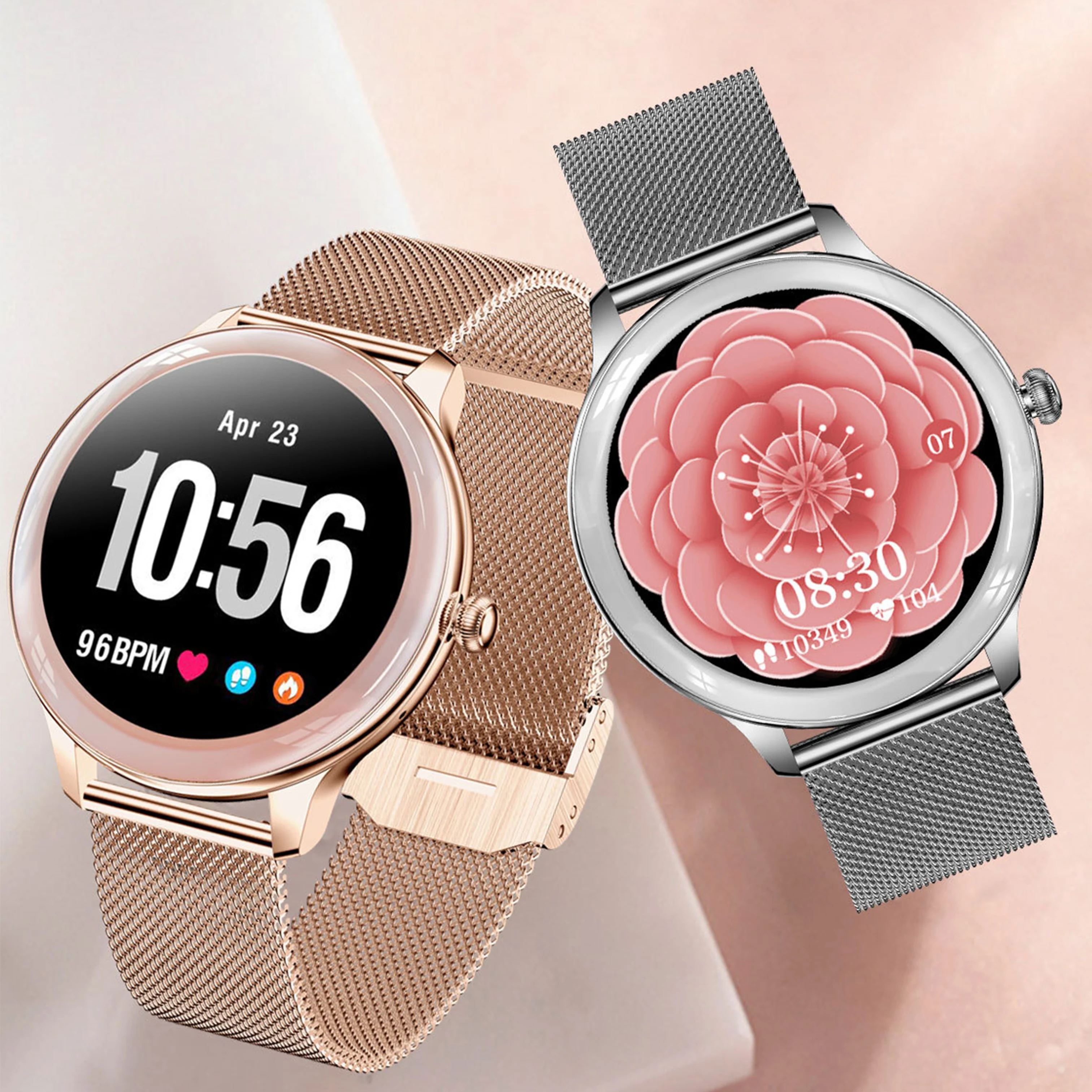 

Women's Smart Watch Metal HD Color Screen Fitness Tracker Bluetooth Answer Dial Call Body Temperature Heart Rate Monitor V33