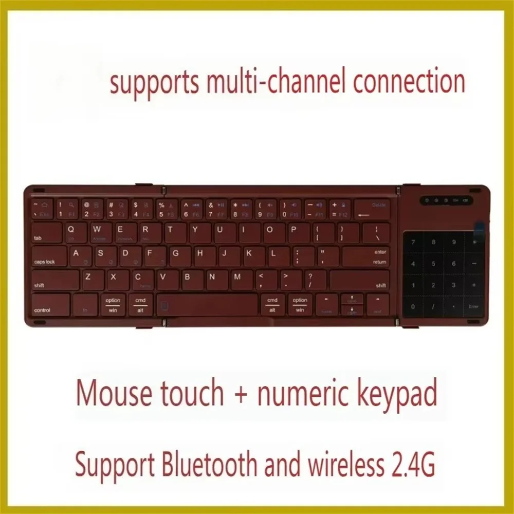 Folding Keyboard 3 Channels Bluetooth 5.1 Wireless Pu Portable Keyboard for Windows Android IOS Tablet Ipad Phone Keypad