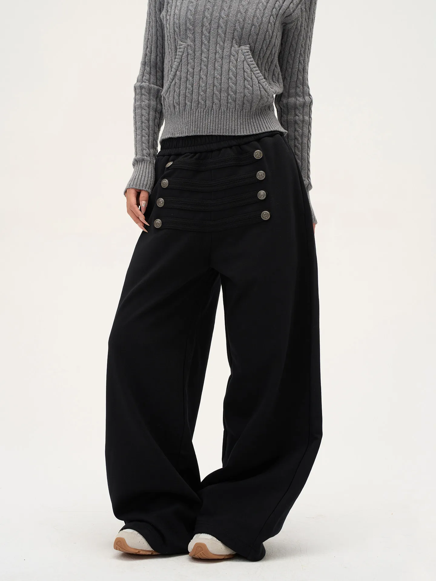 2026 Vintage Weite Damen-Herbst-Winter-Jogginghose mit Einzigartigem Design, Drapierte Bodenlange Hose, Lässige Vielseitige Sportliche Hose – Detail 7