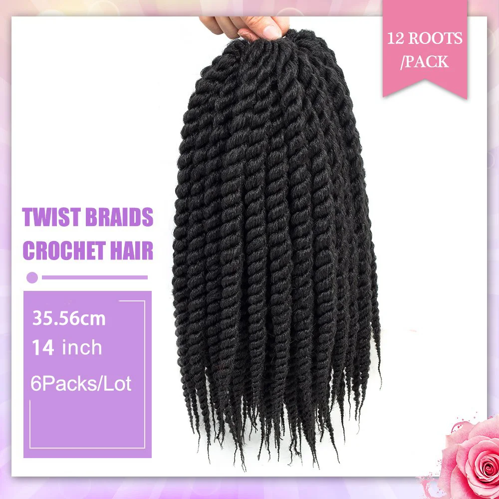 هافانا تويست الكروشيه الشعر 14 بوصة 1 حزمة السنغالية تويست الكروشيه الضفائر الشعر جدائل شعر صناعية ملحقات للنساء