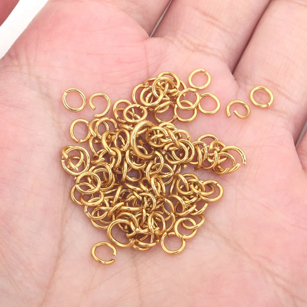 100pcs Gold-plate Stainless Steel Open Jump Rings For Jewelry Making DIY Jump Ring For Jewelry Materials Crafts Accessories Bulk