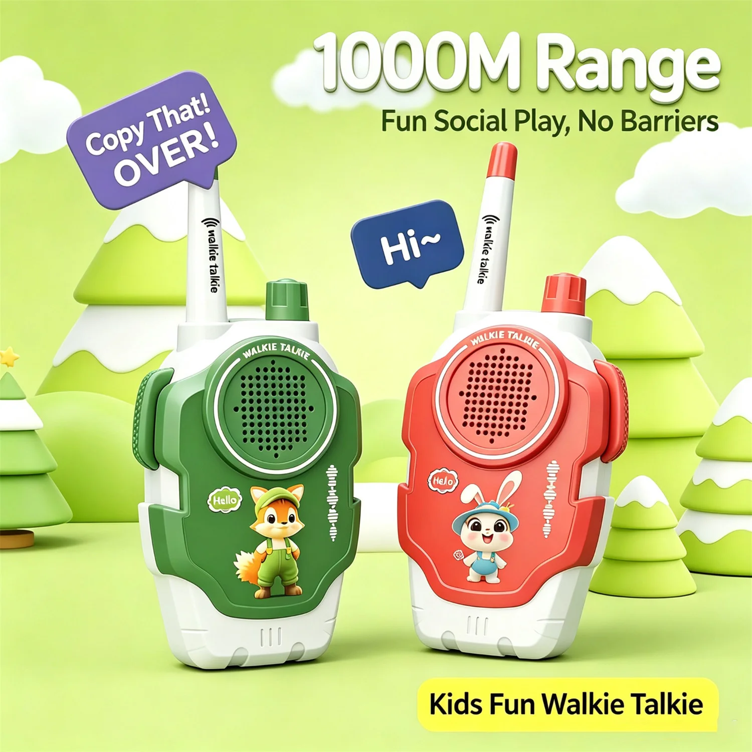 1 Pair New Kids Walkie Talkies, Family Interactive Toy for Role Play, Long Range, Easy Operation, Christmas Holiday Gift