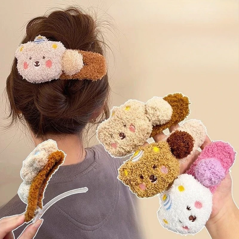 

Sweet plush little animal bear clip hair accessories autumn and winter headgear hairpin word clip side clip female