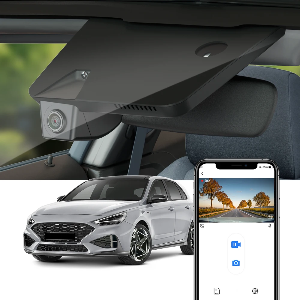 Fitcamx 4K Dash Cam for Hyundai I30 I30N 2018-2024, OEM Style Car DVR, Wide Lens, Driving Safety, Loop Recording
