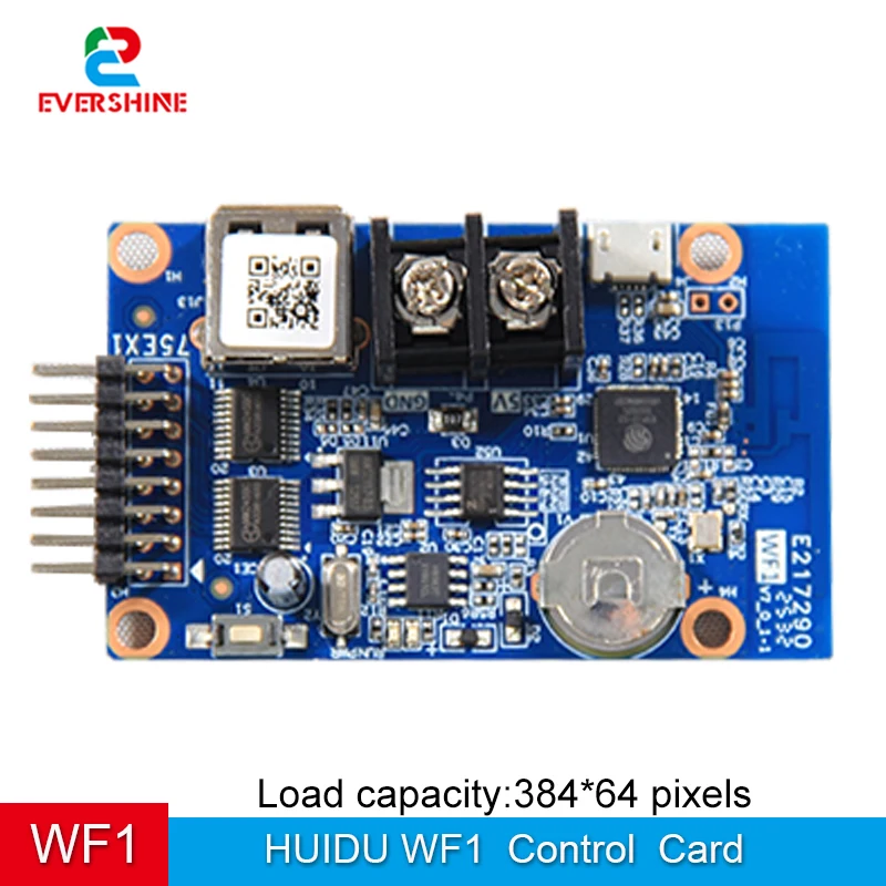 HUIDU HD-WF1 WF1 LED Control Card WiFi USB Full Color LED Display Controller 384*64 Pixels HUB75E LED Signage Control Card