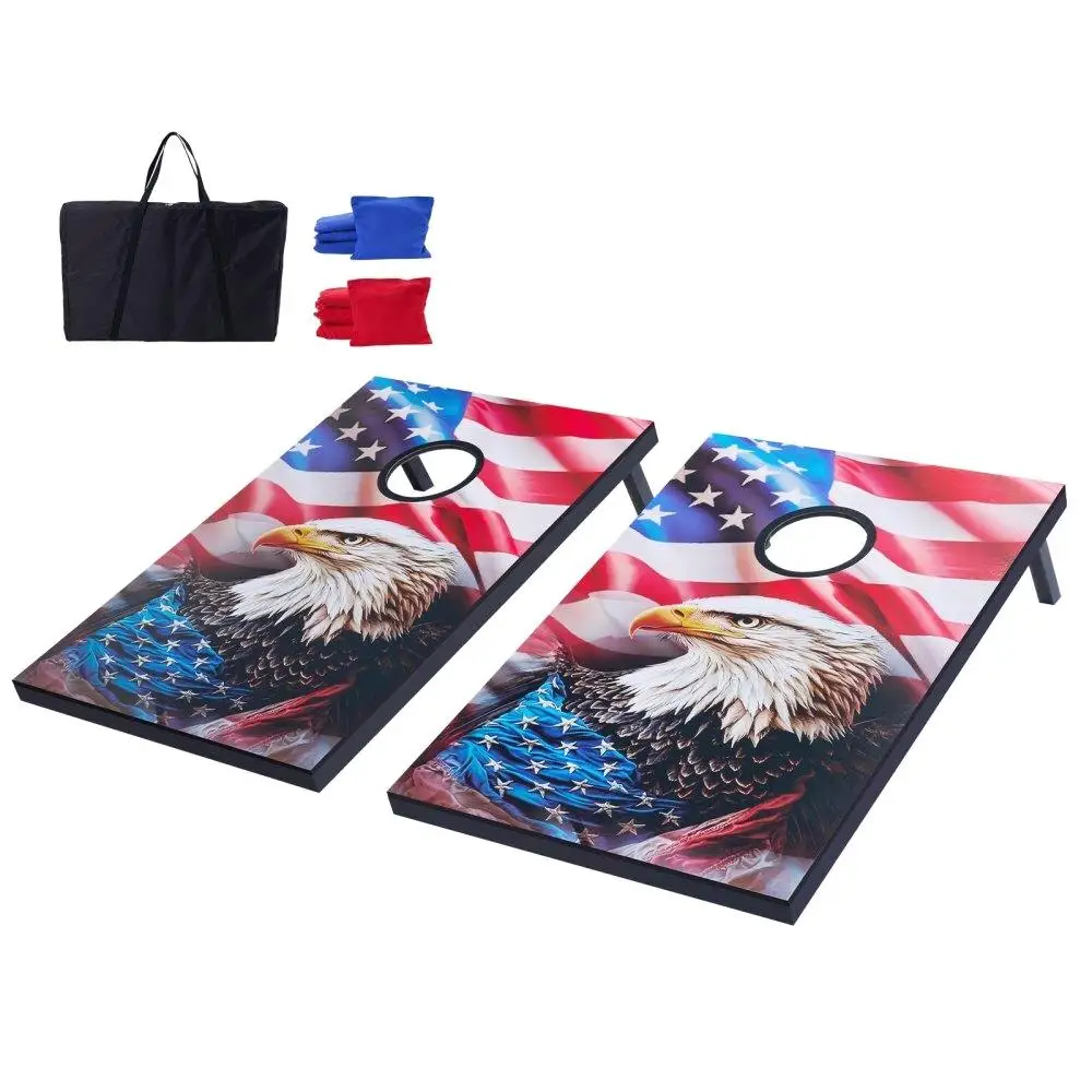 

Портативный игровой набор Cornhole 3x2 фута, деревянная доска с 8 мешками-погремушками и футляром для переноски, идеально подходящая для развлечений на свежем воздухе