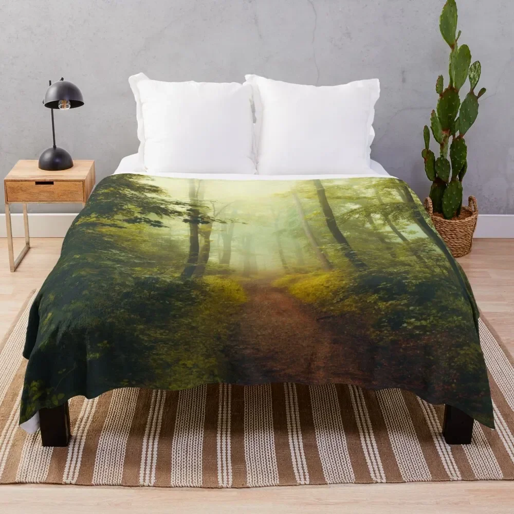 deeper and deeper - misty spring forest Throw Blanket Flannel Fabric Personalized Gift Decorative Sofas Hairy Blankets