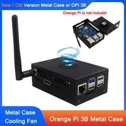 New/Old Version Orange Pi 3B Metal Case Aluminum Case Active Passive Cooling Protective Shell for New/Old Orange Pi 3B Board