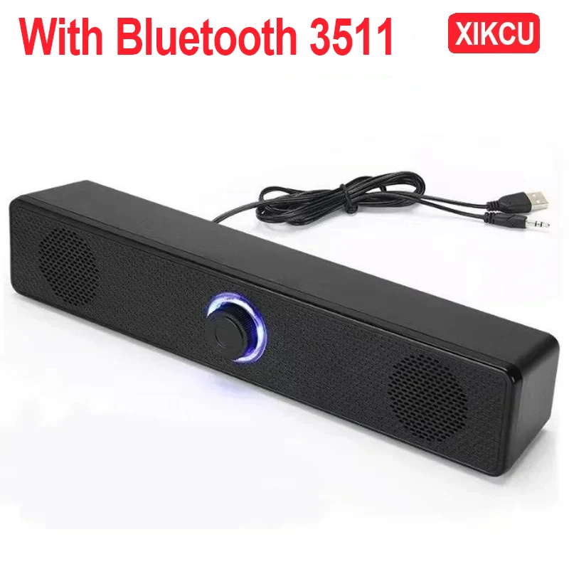 XIKCU Drahtlose Bluetooth- und PC-Soundbar, kabelgebundener Lautsprecher, USB-betriebene Soundbar für TV, PC, Laptop, Heimkino, Surround-Audiosystem 3