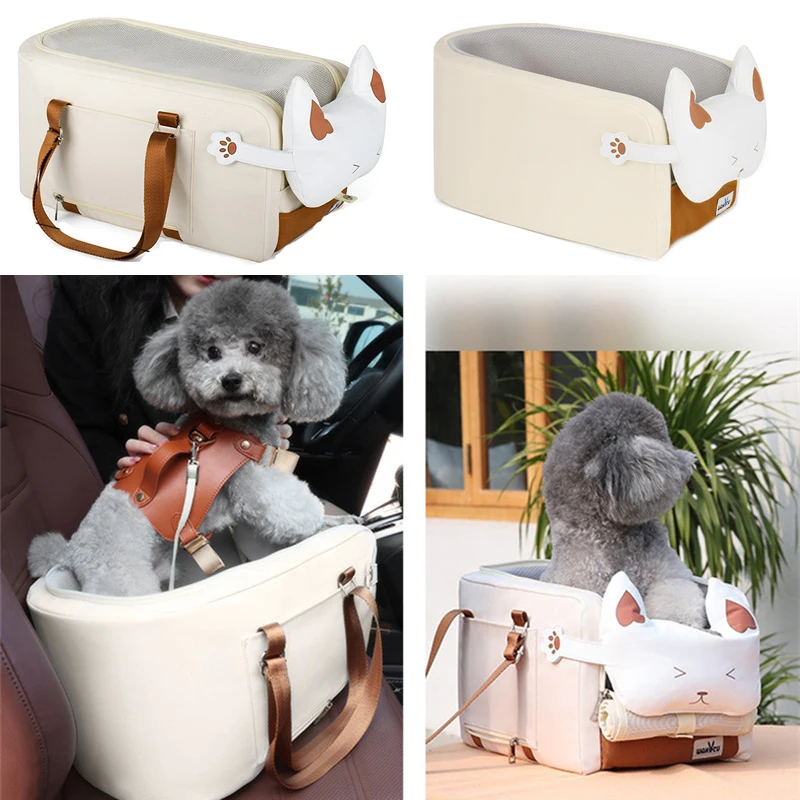 Dog Car Seat Bed Car Central Puppy Detachable Nonslip Car Seat Bed Portable Pet Carrier for Small Dogs Cats Safety Travel Bag