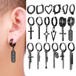 1 Piece Punk Pierced Stainless Steel Earrings For Women/Men Separate Ear Black Gothic Men's Earrings New Pop Hip-Hop Jewelry