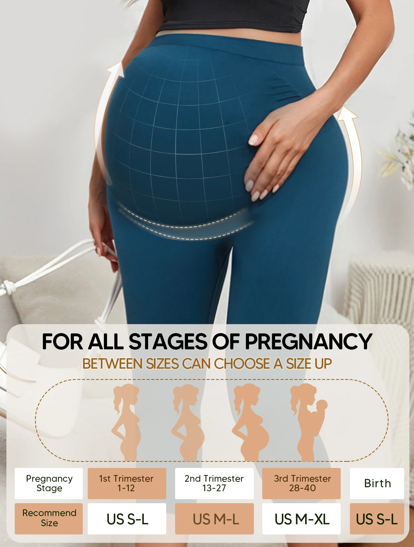 High Waist Activewear Women's Maternity Leggings Over The Belly Pregnancy Yoga Pants Workout Leggings