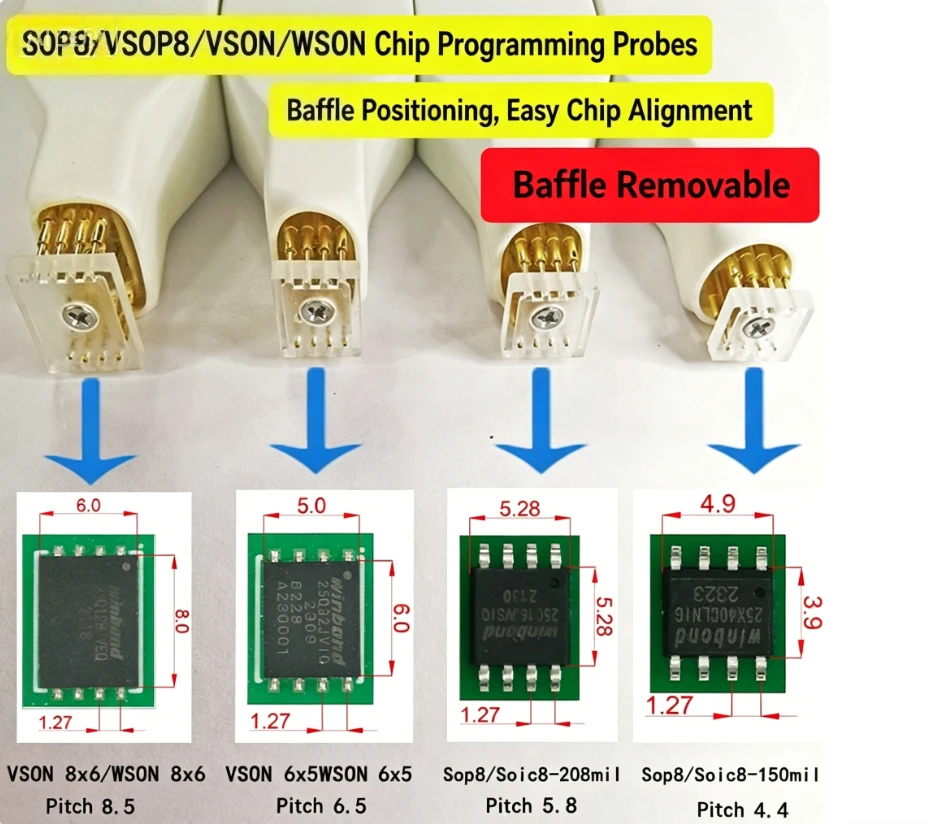 SOP8 programming pin BIOS no-remove cable download cable Programming Read/write Spring pin SOIC8 probe cable for programming