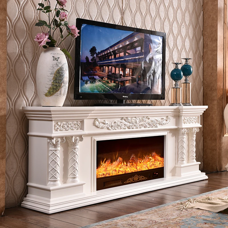 Electronic Fireplace 180cm Long Fake Flame Heating European Relief American Retro Classic Living Room Library Coffee Shop