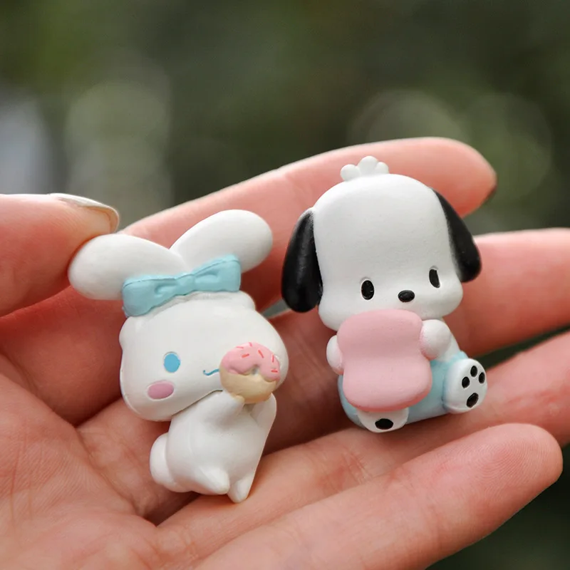 5 szt. Figurki Anime Sanrio Kuromi Pochacco Cinnamoroll melodia lalka na biurko Model ozdoby samochodowe dekoracja domu zabawka dla dzieci wstawka