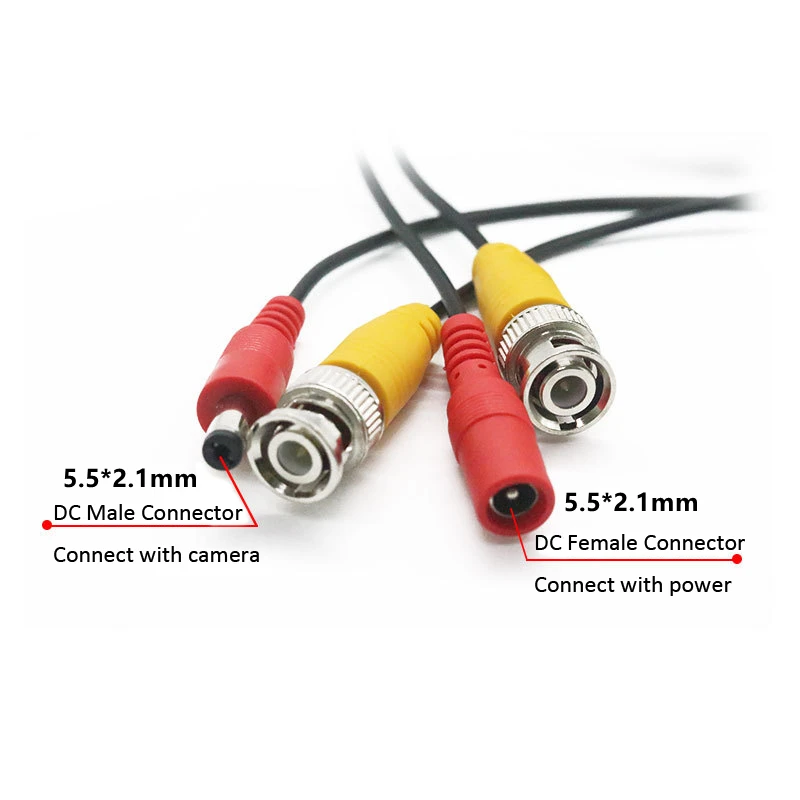 AHD Camera Cable BNC+DC Connector 2 in 1 BNC Coaxial Video Power Analog Cameras Wire For Security CCTV DVR System