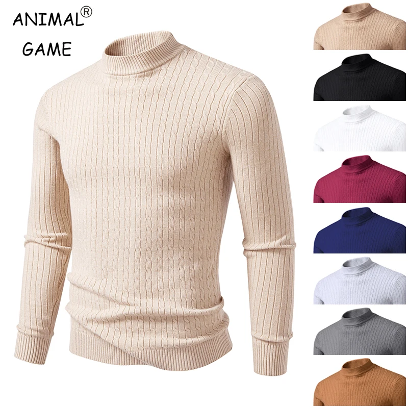 

Mens Mock Neck Pullover Sweaters Long Sleeve Lightweight Knit Outwear Dress Casual Warm Sweaters Twist Cable Sweater Coats