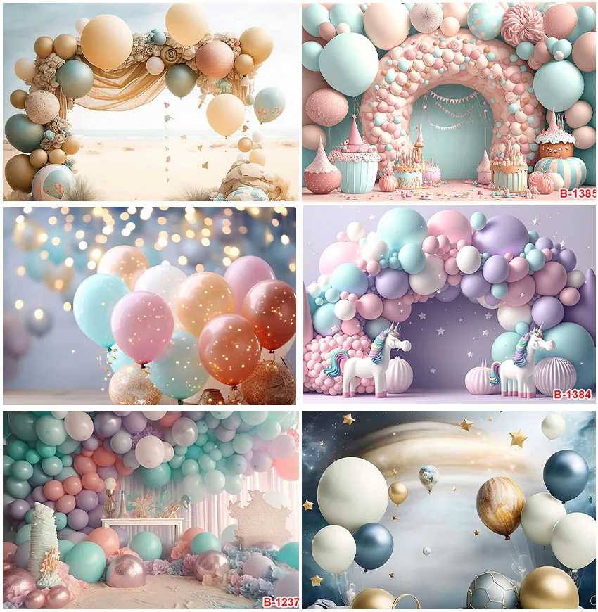 

Wedding Party Decor Backdrops Seaside Balloons Unicorn Cupcake Bride And Groom Portrait Backgrounds Bokeh Stars Photographic