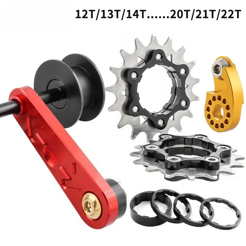 12-22T MTB Single Speed Cog Kit, Wear Resistant Anti-Drop Chain Tensioner Guide