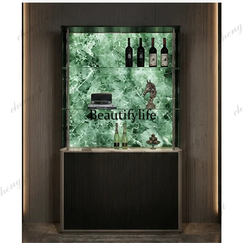 B178 Italian light luxury wine cabinet luminous display cabinet modern living room wall integrated dining side cabinet