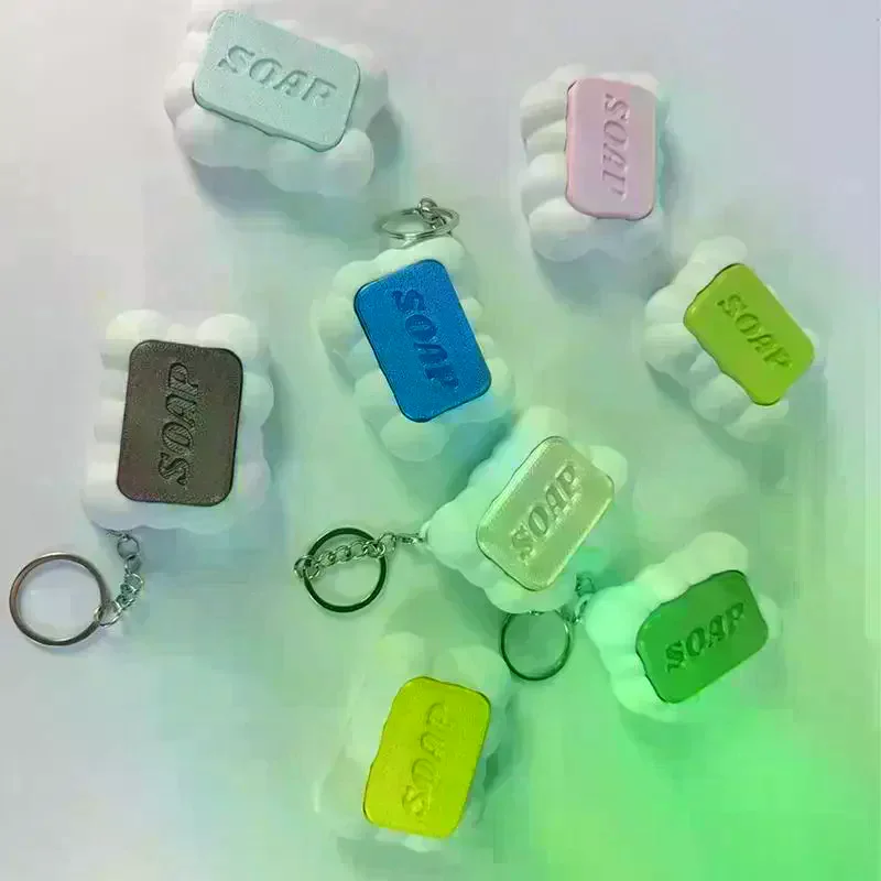 Soap Button Keyboard Fidget Toy Creative 3D Printed Funny Decompression Keyboard Clicker Press-Type Relax Bag Pendant Keyring