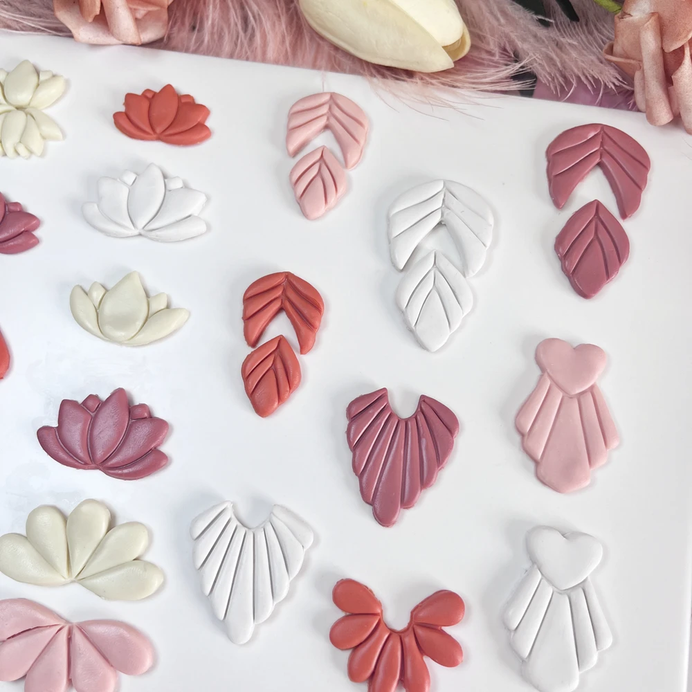 Dolce Flower Lotus Shape Polymer Clay Mold Earring Cutter Plant Leaf Soft Pottery Clay Jewelry Pendant Making DIY Handmade Molds